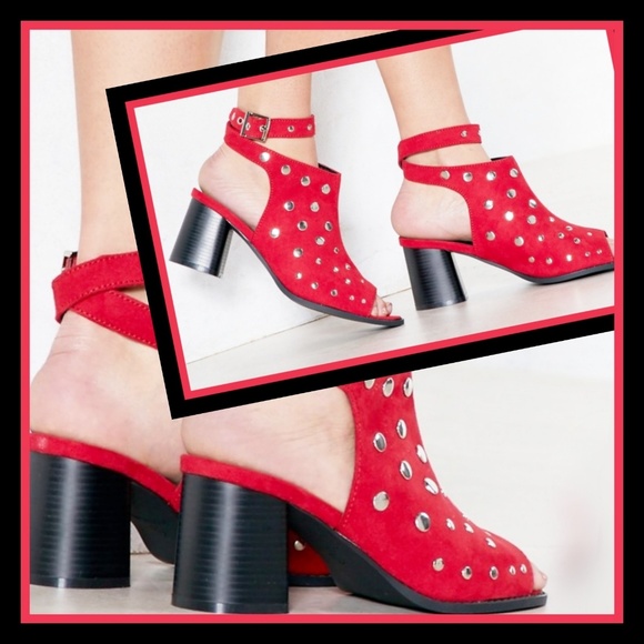 Nasty Gal Shoes - What's Stud Babe Peep Toe Bootie Sz 8